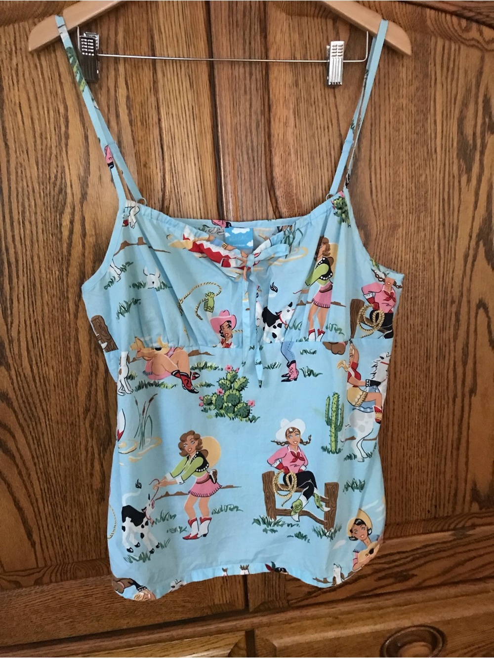 Nick & Nora Size XL Cowgirls Cami Top Cotton Western Boho Vintage